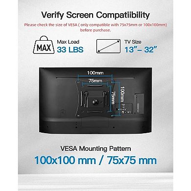 Full Motion TV Wall Mount Brackets Swivel Tilts Articulating Extension Fits Max VESA 100x100mm