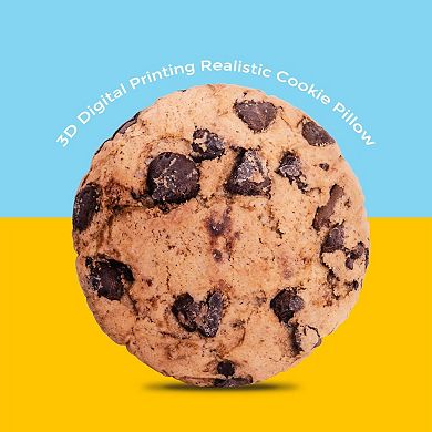 Round Throw Pillow 13.4 Inch Chocolate Cookie, 3D Digital Print Decorative