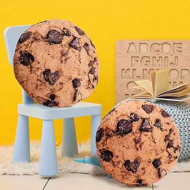 Round Throw Pillow 13.4 Inch Chocolate Cookie, 3D Digital Print Decorative