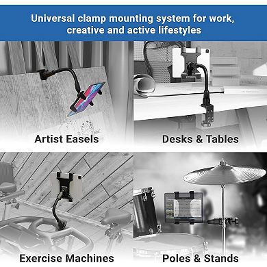 Heavy Duty Tablet Holder, 12-Inch Bendable Gooseneck Arm,Easy Install, Durable Support