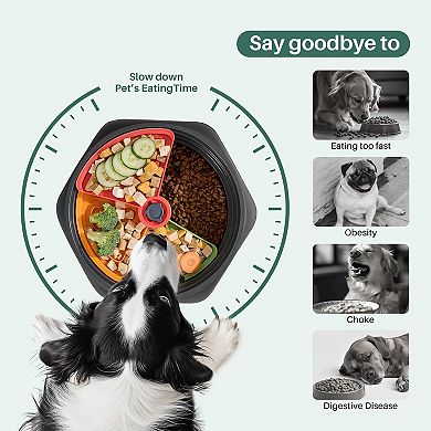 Pet Adjustable Slow Feeder Bowl for Medium/Large Dogs 9.85'' L Size with Suction Base