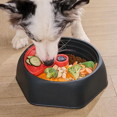 Pet Adjustable Slow Feeder Bowl for Medium/Large Dogs 9.85'' L Size with Suction Base