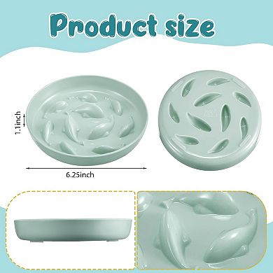 2 Pcs Cat Interactive Slow Feeder Bowl - Fish Pool Design