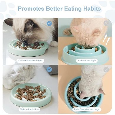 Slow Feeder Bowl for Cats and Small Dogs,Fish Pool Design, Bloat Stop Puzzle Feeder Bowl
