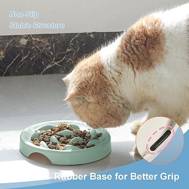 Slow Feeder Bowl for Cats and Small Dogs,Fish Pool Design, Bloat Stop Puzzle Feeder Bowl