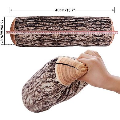 Round Throw Pillow, 3D Digital Print Comfortable Kids Funny Cute Wood Log Pillow