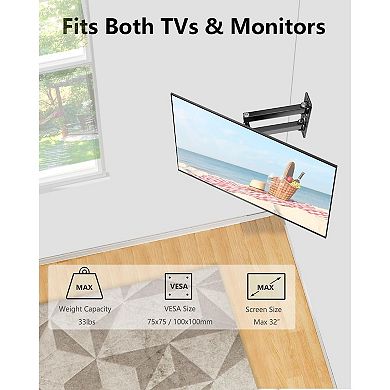 Full Motion TV Wall Mount Bracket for Most 13-32 Inch,360° Rotation