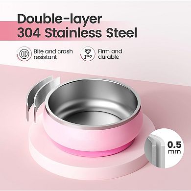 Stainless Steel Dog Bowl with Non-Slip Rubber Base Double Wall Insulation,34 Oz