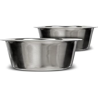 Pet Brands 12 cup (96 Oz.) Stainless Steel Dog Bowls, Set of 2 Metal Bowls for Large Breed