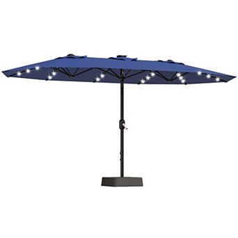 IDEALHOUSE Rectangular Patio Umbrella with Solar Lights