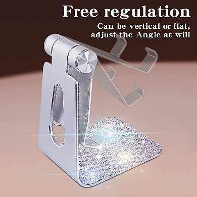 Bling Crystal Phone Stand for Desk,Glitter Adjustable Cell Phone Holder