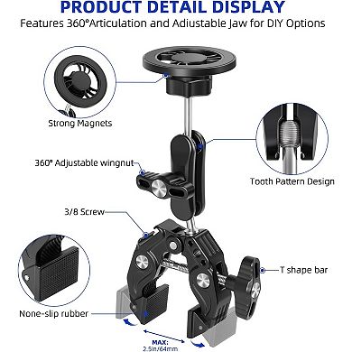 Magnetic Phone Mount, Magsafe Phone Holder with Super Clamp - Aluminium Alloy
