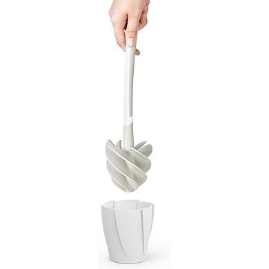 Hygienic Toilet Squeegee/Brush, White with Grey