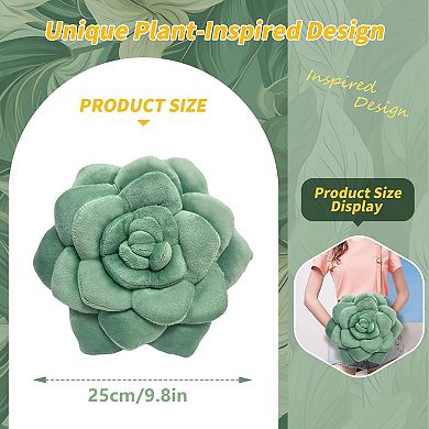 Plant-Inspired Pillow, 3D Flower Plant Cushion, Plush Pillows, 25cm/9.8in