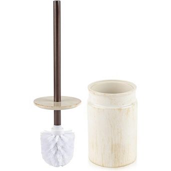 Rustic Luxe Toilet Brush and Holder, Metal Handle, Long Bristles, Rustic Farmhouse Decor