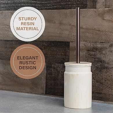Rustic Luxe Toilet Brush and Holder, Metal Handle, Long Bristles, Rustic Farmhouse Decor