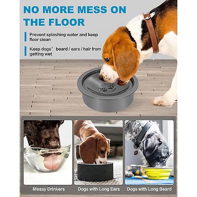 No Spill Dog Water Bowl, Slow Drinking Non Spilling Water Dish, Fits Into Elevated Pet Feeder