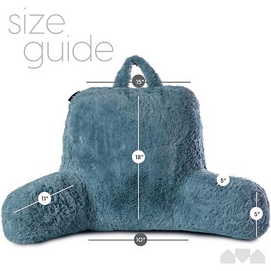 Reading Pillow, Sit Up Pillow, Back Rest Pillow, with Faux Fur, Removable Cover, 8x15 Inches