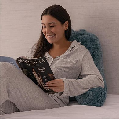 Reading Pillow, Sit Up Pillow, Back Rest Pillow, with Faux Fur, Removable Cover, 8x15 Inches
