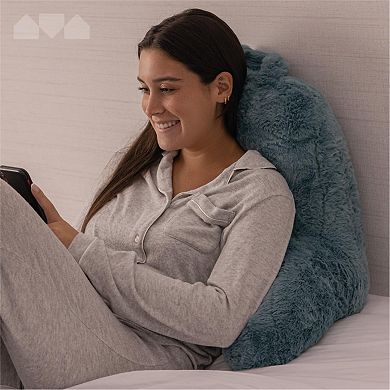 Reading Pillow, Sit Up Pillow, Back Rest Pillow, with Faux Fur, Removable Cover, 8x15 Inches