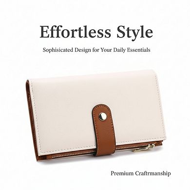 AKSZRI Women's RFID Leather Trifold Travel Clutch Wallet