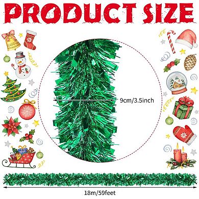 59-Ft Metallic Tinsel Christmas Garland Decoration