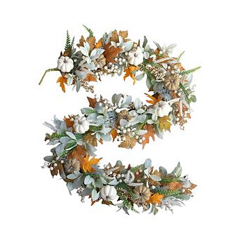 Holiday Garland With Pumpkins And Foliage