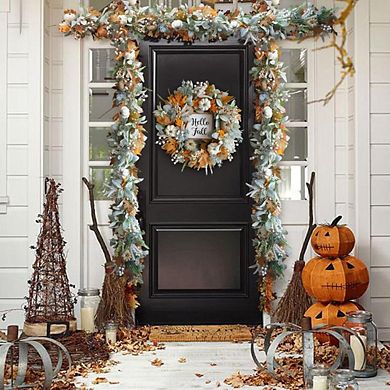 Holiday Garland With Pumpkins And Foliage