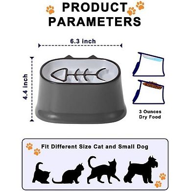 Slow Feeder Cat Bowl, Elevated Cat Food Bowl Tilted Design, Dog Slow Bowl No Black Chin