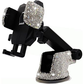 Bling Car Phone Mount Holder,Shiny Crystal Rhinestone Phone Stand for Women and Girls