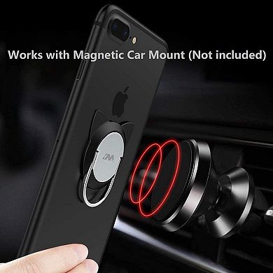 Cat Phone Ring Holder for Magnetic Car Mount,Fonessary 360 Rotation Metal Phone Ring
