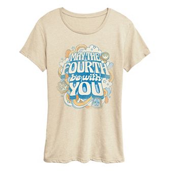 Women's Star Wars May The Fourth Be With You Vintage Distressed Graphic Tee