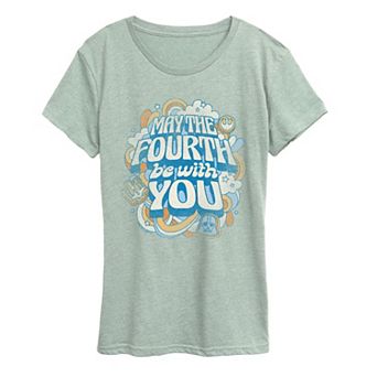 Women's Star Wars May The Fourth Be With You Vintage Distressed Graphic Tee