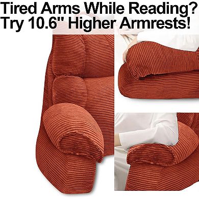 Reading Pillow with High Arm Rests,Back Support Pillow for Sitting Up in Bed