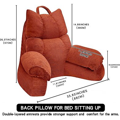 Reading Pillow with High Arm Rests,Back Support Pillow for Sitting Up in Bed