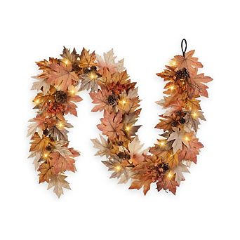 6-Ft Fall Garland With Lights Timer