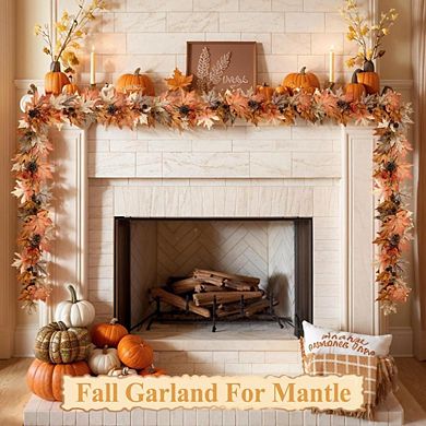 6-Ft Fall Garland With Lights Timer