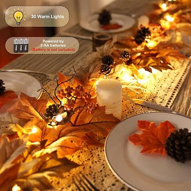 6-Ft Fall Garland With Lights Timer