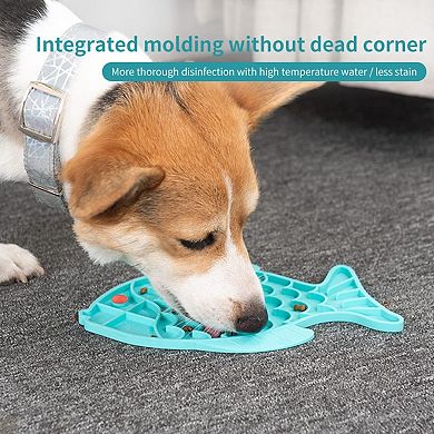 Slow Feeder Cat Bowls, 2 Pack Fish-Shaped Silicone Puzzle Feeders