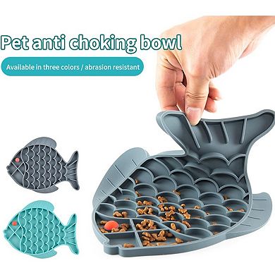 Slow Feeder Cat Bowls, 2 Pack Fish-Shaped Silicone Puzzle Feeders