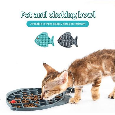 Slow Feeder Cat Bowls, 2 Pack Fish-Shaped Silicone Puzzle Feeders