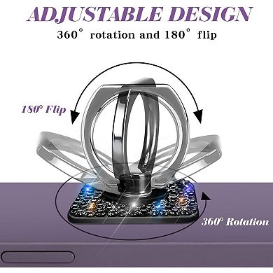 Bling Crystal Rhinestone Cell Phone Ring Holder Grip, 360°Rotation Finger Stand Kickstand