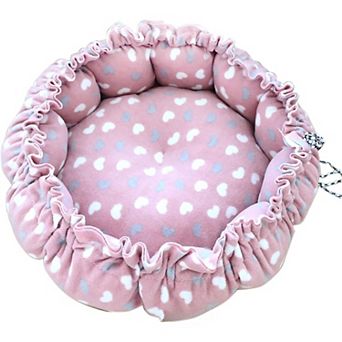 Cat Bed, 13 Inch Diameter Pink Cotton Pet Nest for Cat, Dog and Other Pets (Small)