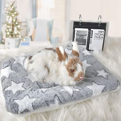 Small Animal Bed Mat, Soft & Warm, X-Large(13.3''x9.4''), Star Grey