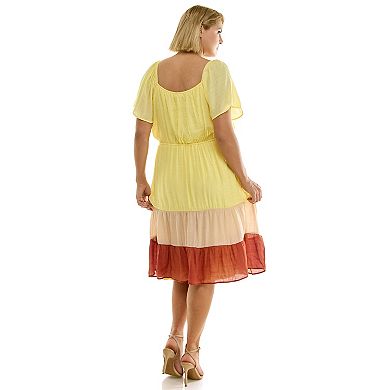 Plus Size Luxology Tiered Midi Dress
