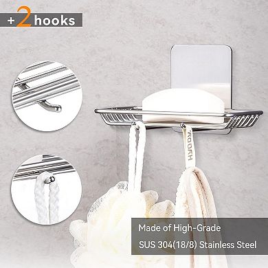 Self Adhesive Bar Soap Dish for Shower, Bathroom Soap Holder Wall Mount, Stainless Steel