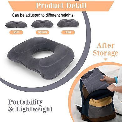 Inflatable Hemorrhoid Pillows, Donut Pillow for Tailbone Pain, Adjustable Inflatable Seat