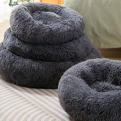 Donut Dog Bed Cat Bed Fluffy Calming Pet Bed Dog Round Bed Cat Round Bed Warm