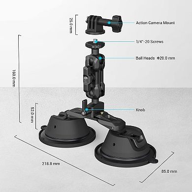 Camera Suction Cup Mount, Mount for GoPro, on Car Window, Windshield