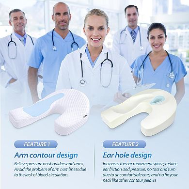 Side Sleeper Pillows for Adults, Memory Foam U Shaped Pillows for Neck Pain Relief